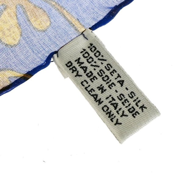 CHANEL CC Logo XL JUMBO Scarf Handkerchief 100% Silk Blue Accessory 61RJ342 - Picture 10 of 15